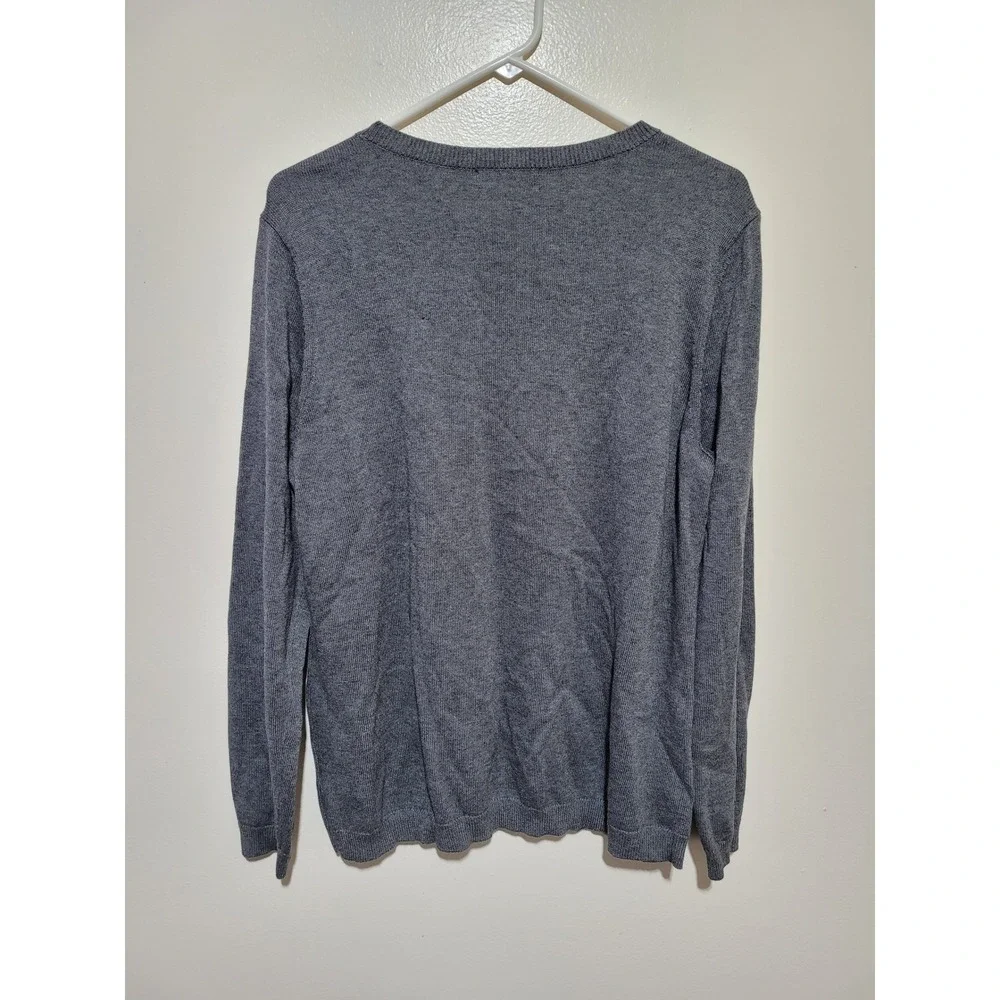 Charter Club Sweater Womens XL Grey‎ Sequin Geometric Diamond Crew Neck